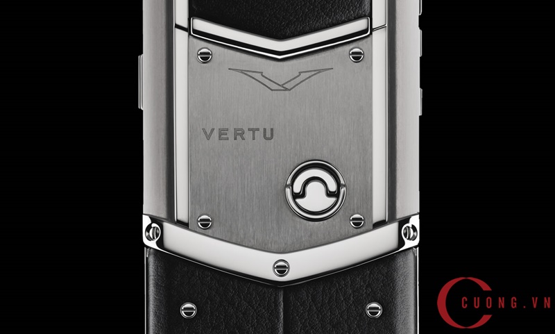 vertu signature s stainless steel black leather mới 02